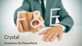  Presentation with research development - Beautiful PPT theme featuring tems investigations - businessman wearing a suit pointing backdrop and a coral colored foreground