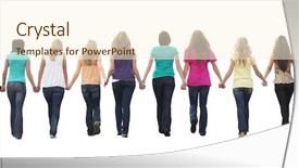  Presentation with walking young wild jaguar - Slide set with ten beautiful young women walking background and a cream colored foreground