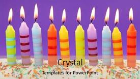  Presentation with birthday - Presentation theme having ten birthday candles on lilac background and a coral colored foreground
