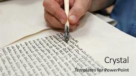  Presentation with ten commandments - Presentation theme featuring ten commandments - judaism torah a sacred roll background and a light gray colored foreground