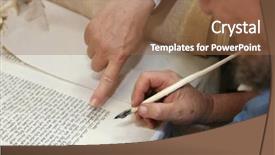  Presentation with ten commandments - Colorful PPT layouts enhanced with ten commandments - judaism torah a sacred roll backdrop and a tawny brown colored foreground