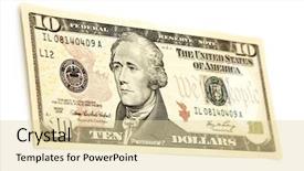  Presentation with bank - Beautiful PPT theme featuring ten north american dollar backdrop and a lemonade colored foreground
