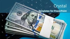  Presentation with keyboard - Amazing PPT theme having ten-thousand-us-dollars backdrop and a ocean colored foreground
