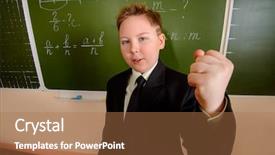  Presentation with classroom - Slide deck enhanced with ten-years-boy-shakes background and a  colored foreground