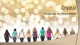  Presentation with walking - Slide deck consisting of ten young women walking hand background and a blonde colored foreground