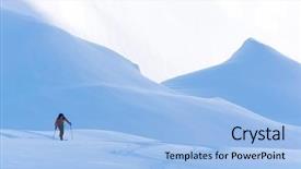  Presentation with touring - Amazing PPT theme having tenacity - ski touring in harsh winter backdrop and a light blue colored foreground