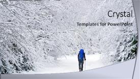  Presentation with winter and transition - Slide set having tenacity - trekking in harsh winter condition background and a light gray colored foreground