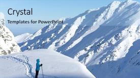  Presentation with pathways in winter - Slides enhanced with tenacity - trekking in harsh winter condition background and a light blue colored foreground