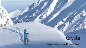  Presentation with winter in the swiss alps - Beautiful slides featuring tenacity - trekking in harsh winter condition backdrop and a light blue colored foreground