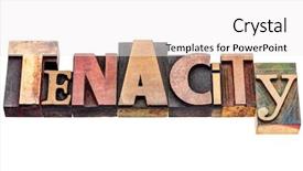  Presentation with wood - Slide set with tenacity word abstract - isolated text background and a white colored foreground