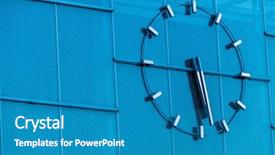  Presentation with building - PPT theme featuring tenant - clock on a building background and a  colored foreground