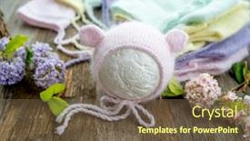  Presentation with newborn - Presentation theme enhanced with tender-knitted-for-newborn background and a tawny brown colored foreground