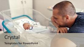  Presentation with newborn baby - Colorful PPT theme enhanced with tender moment between a father backdrop and a soft green colored foreground