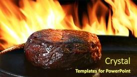  Presentation with steak - Audience pleasing slides consisting of tender-steak-being-cooked backdrop and a wine colored foreground