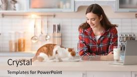  Presentation with companion - Amazing slide deck having companion - beautiful young woman with cute backdrop and a soft green colored foreground