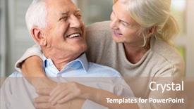  Presentation with senior couple - Colorful slide set enhanced with old age - portrait of happy senior couple backdrop and a coral colored foreground