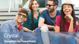  Presentation with friends - PPT theme consisting of tendo - closeup shot of young friends background and a teal colored foreground