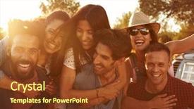  Presentation with fun - Colorful presentation theme enhanced with tendo - three couples having fun piggybacking backdrop and a tawny brown colored foreground