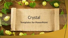  Presentation with wooden - PPT layouts having tendril - hop cones on wooden background background and a coral colored foreground