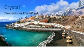  Presentation with coastal - Slides having tenerife-island-holidays-coastal-town background and a light blue colored foreground