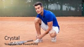  Presentation with tennis - Beautiful slides featuring tenis - handsome male tennis player tying backdrop and a coral colored foreground