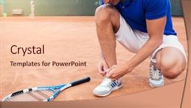  Presentation with tennis - Presentation design featuring tenis - male tennis player tying shoelaces background and a lemonade colored foreground