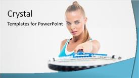  Presentation with horse racing portrait - PPT theme having tenis - portrait of a beautiful woman background and a white colored foreground