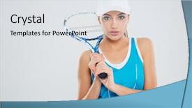  Presentation with tennis - PPT layouts with tenis - portrait of a beautiful woman background and a sky blue colored foreground