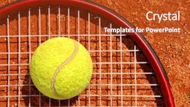  Presentation with badminton ball shuttlecock racket - PPT layouts consisting of tenis - tennis ball and racket background and a crimson colored foreground