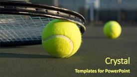  Presentation with badminton ball shuttlecock racket - Presentation design featuring tenis - tennis ball and racket background and a tawny brown colored foreground