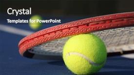  Presentation with tennis - Colorful slides enhanced with tenis - tennis ball and racket backdrop and a dark gray colored foreground