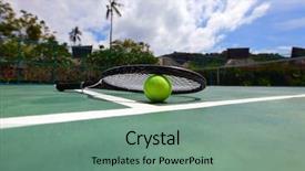  Presentation with court - Colorful slide deck enhanced with tenis - tennis ball and racket backdrop and a  colored foreground