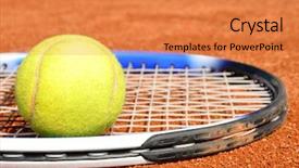  Presentation with court - Slides consisting of tenis - tennis ball and racket background and a  colored foreground
