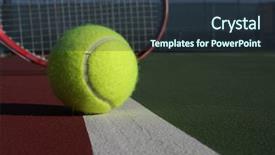  Presentation with court - Audience pleasing PPT layouts consisting of tenis - tennis ball and racquet backdrop and a  colored foreground