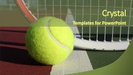  Presentation with tennis ball in the corner - Colorful slides enhanced with tenis - tennis ball and racquet backdrop and a tawny brown colored foreground