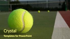  Presentation with court - Theme featuring tenis - tennis ball on the court background and a tawny brown colored foreground