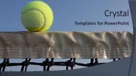  Presentation with net - PPT theme having tenis - tennis ball on the net background and a teal colored foreground