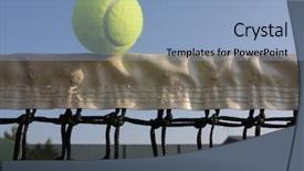 Presentation with tennis ball in the corner - Audience pleasing slides consisting of tenis - tennis ball on the net backdrop and a  colored foreground