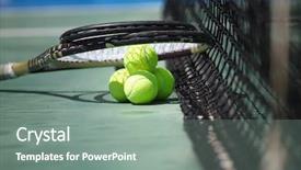  Presentation with court - Cool new presentation design with tenis - tennis balls and racquets backdrop and a gray colored foreground