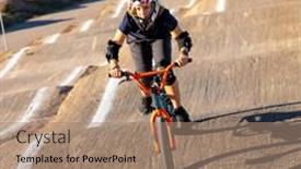  Presentation with rider - Presentation theme enhanced with tennager-on-bike-rider-competition background and a coral colored foreground