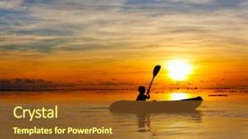  Presentation with ocean - PPT theme having tennagers - silhouette of a boy paddling background and a tawny brown colored foreground