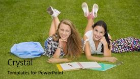  Presentation with study - Beautiful PPT layouts featuring tennagers - tennage students lying backdrop and a  colored foreground