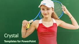  Presentation with tennis - PPT theme with tennis - beautiful young girl tennis background and a forest green colored foreground