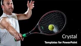  Presentation with tennis - PPT theme consisting of tennis-action-shot-backhand-studio background and a black colored foreground