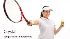  Presentation with tennis - Slide set featuring tennis ball and a racket background and a white colored foreground