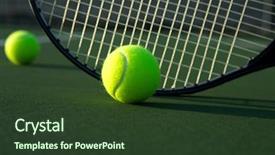  Presentation with tennis - Audience pleasing presentation consisting of tennis ball and racket close backdrop and a tawny brown colored foreground