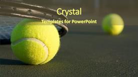  Presentation with tennis - Slide set consisting of tennis ball and racket background and a tawny brown colored foreground
