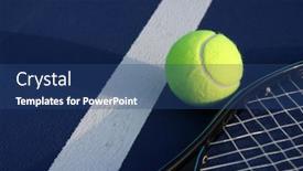  Presentation with tennis - Theme featuring tennis-ball-and-racket background and a ocean colored foreground