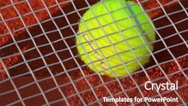  Presentation with court - Beautiful presentation theme featuring tennis ball and racquet backdrop and a tawny brown colored foreground