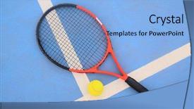  Presentation with tennis - Slide deck with tennis ball and tennis racket background and a light blue colored foreground
